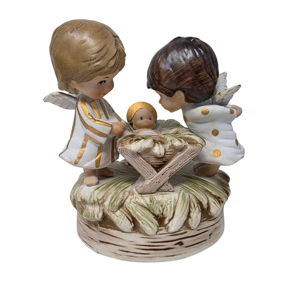 Vintage 1972 Moppets Fran Mar Nativity Music Box Japan w Original Box